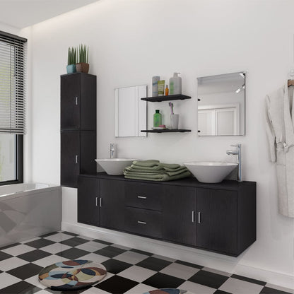 Mobili da Bagno con Lavabo Set 9 pz Nero | homemem39