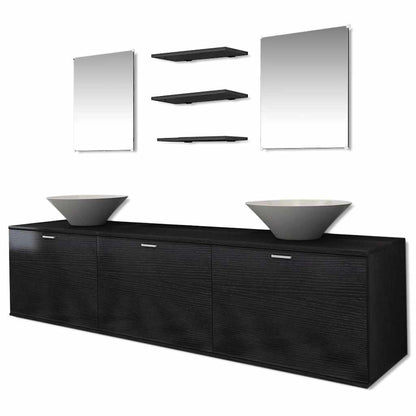 Set Mobili da Bagno con Lavabo 8 pz Nero | homemem39