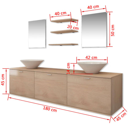 Mobili da Bagno con Lavabo Set 8 pz Beige | homemem39