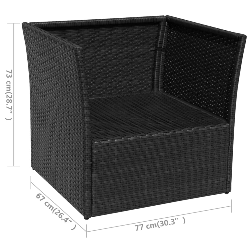 Garden Chair with Footrest in Black Polyrattan