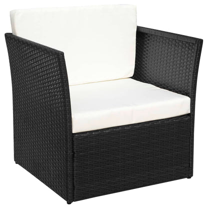 Garden Chair with Footrest in Black Polyrattan