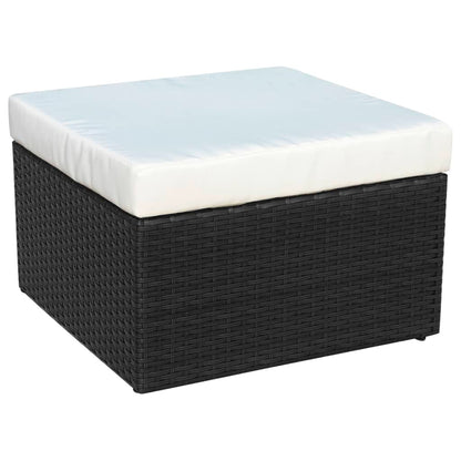 Garden Chair with Footrest in Black Polyrattan