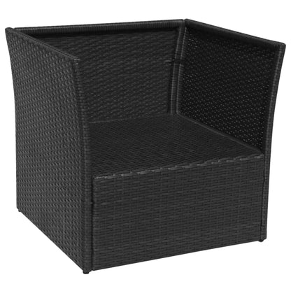 Garden Chair with Footrest in Black Polyrattan