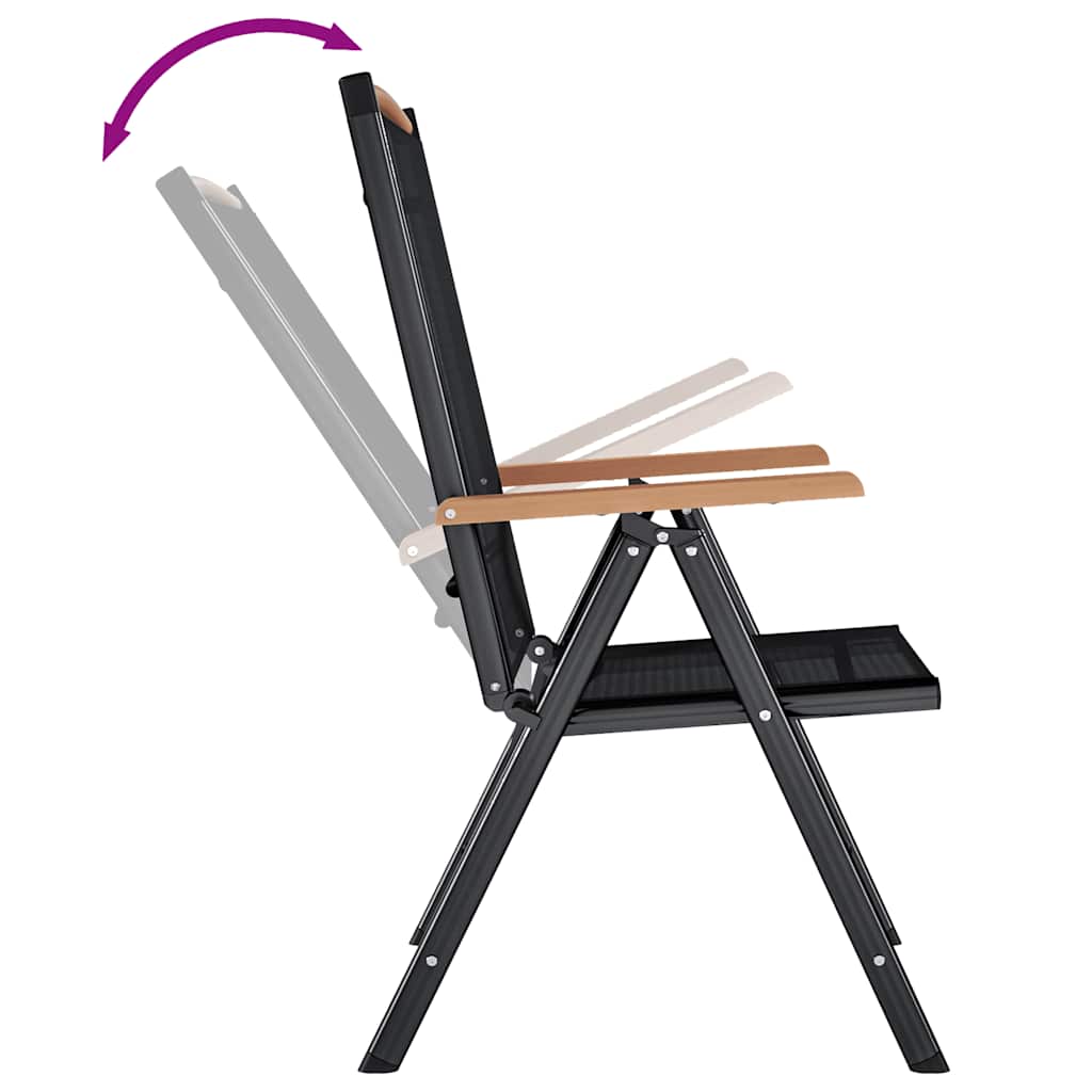 Sedie da Giardino Pieghevoli 4 pz in Alluminio e Textilene Nere