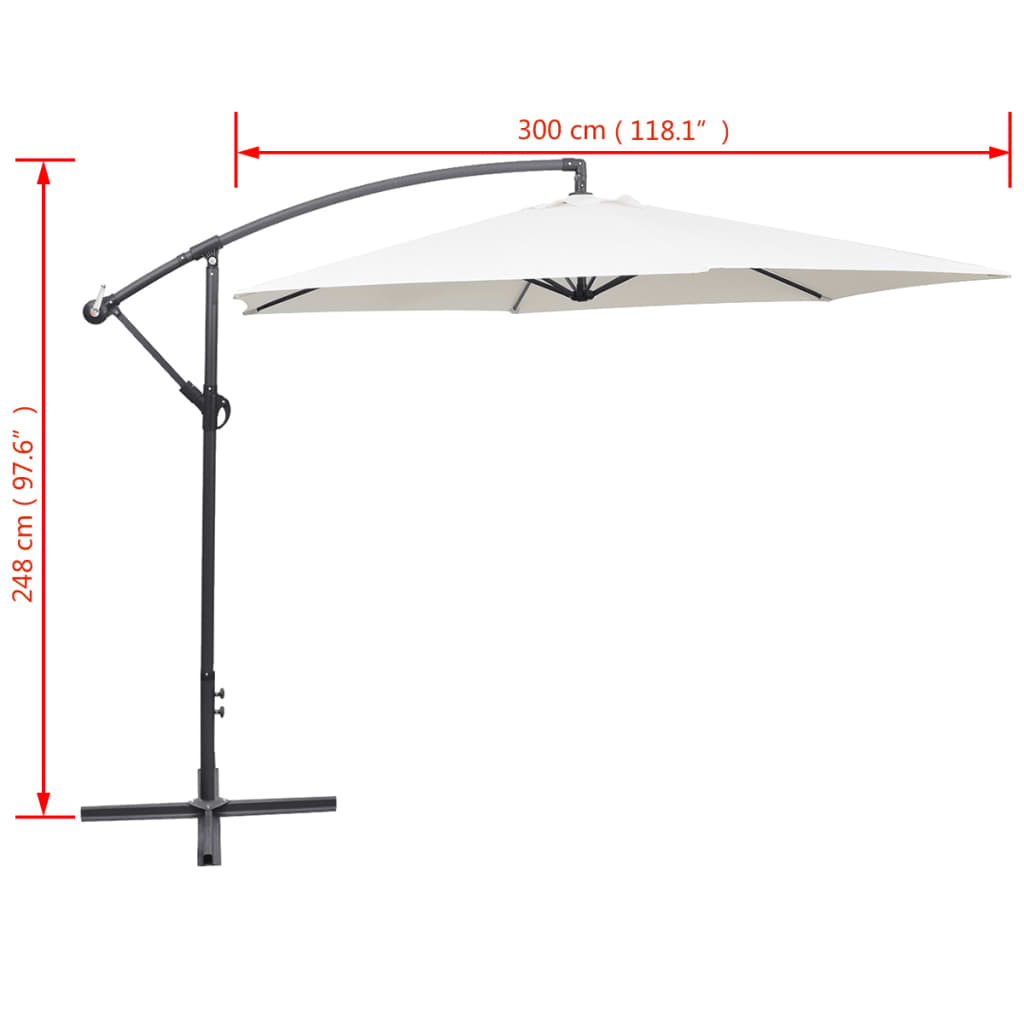 vidaXL Ombrellone a Sbalzo da Giardino 3 m Bianco Sabbia - homemem39