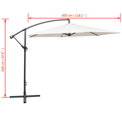 vidaXL Ombrellone a Sbalzo da Giardino 3 m Bianco Sabbia - homemem39