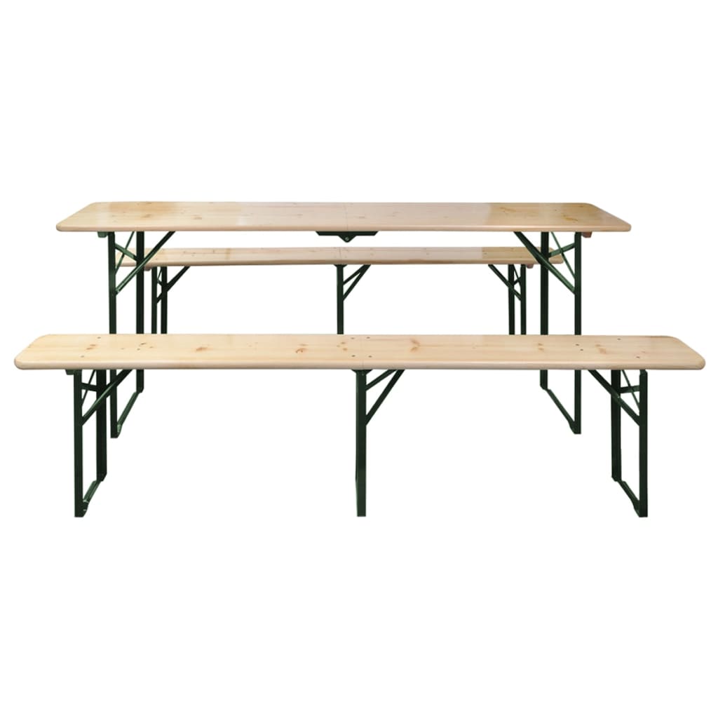 Tavolo da Birreria Pieghevole 2 Panche 220 cm Legno di Abete - homemem39