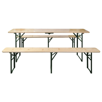 Tavolo da Birreria Pieghevole 2 Panche 220 cm Legno di Abete - homemem39