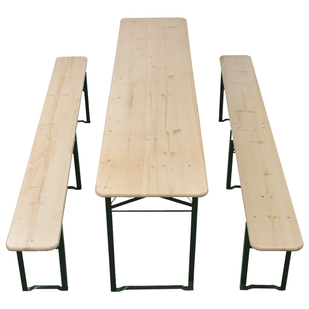 Tavolo da Birreria Pieghevole 2 Panche 220 cm Legno di Abete - homemem39