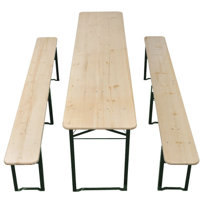 Tavolo da Birreria Pieghevole 2 Panche 220 cm Legno di Abete - homemem39