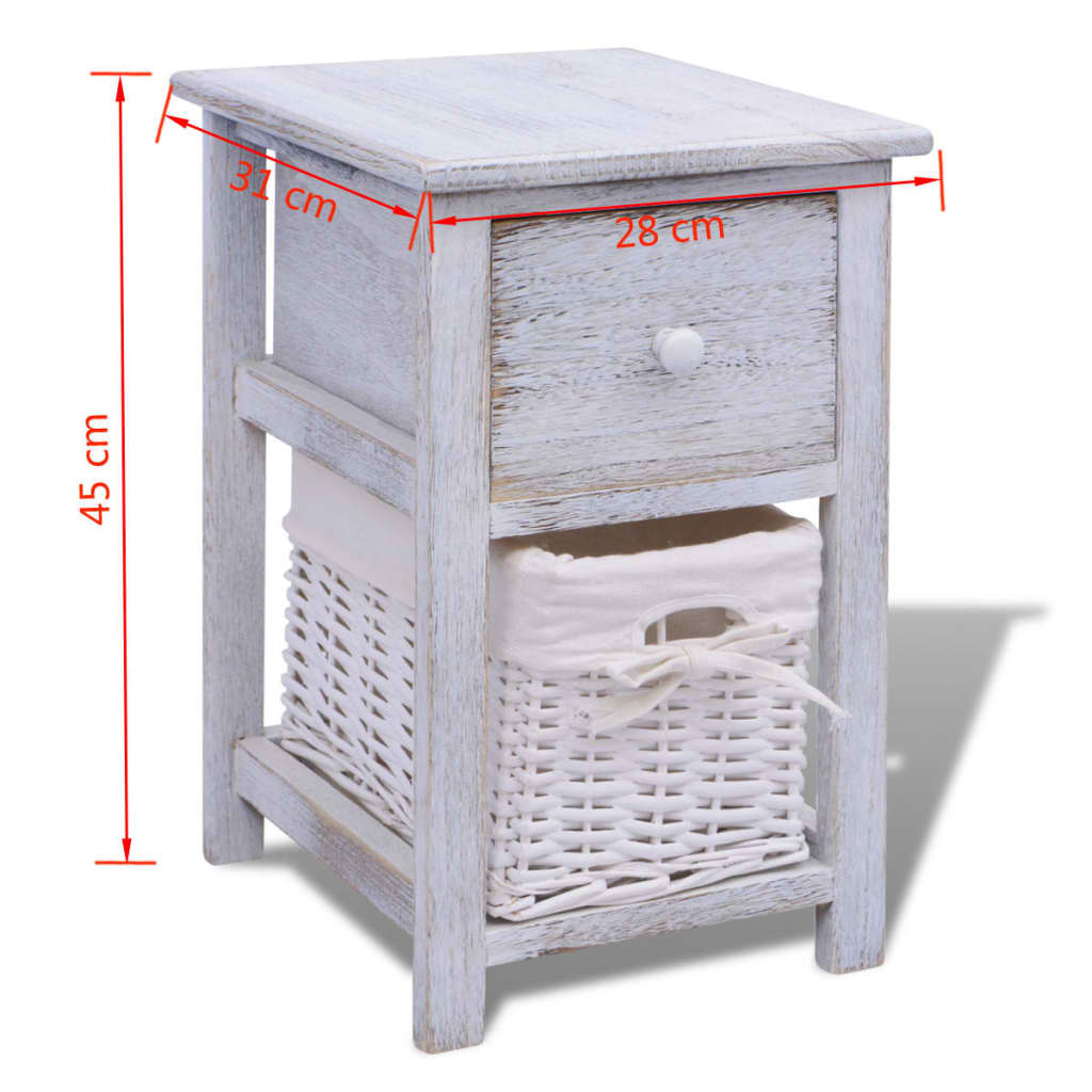 Comodino in Legno Bianco - homemem39