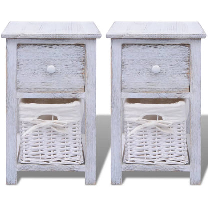 Comodino da Notte Set 2 pz in Legno Bianco - homemem39
