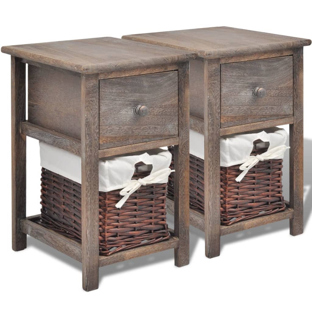 Comodino da Notte Set 2 pz in Legno Marrone | homemem39