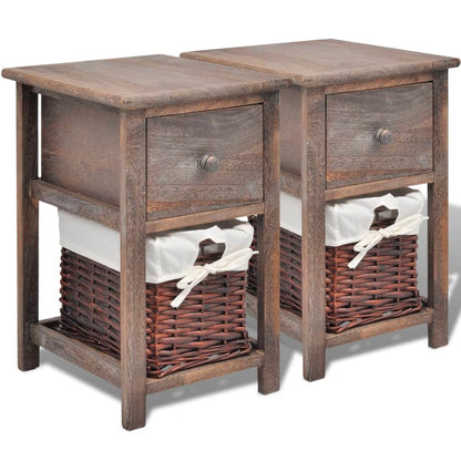 Comodino da Notte Set 2 pz in Legno Marrone | homemem39