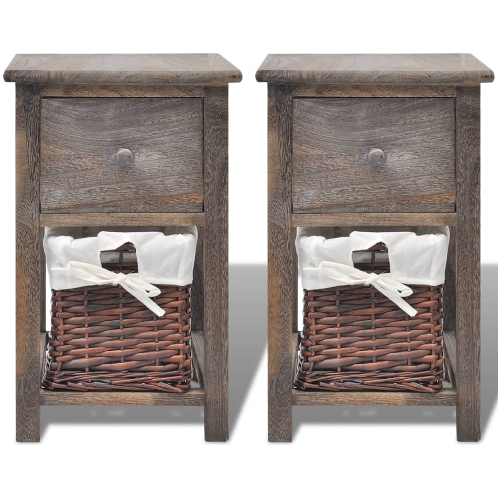 Comodino da Notte Set 2 pz in Legno Marrone | homemem39