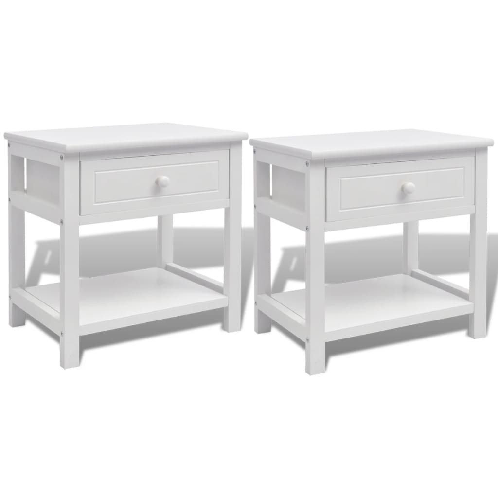 Comodini 2 pezzi Bianchi in Legno - homemem39
