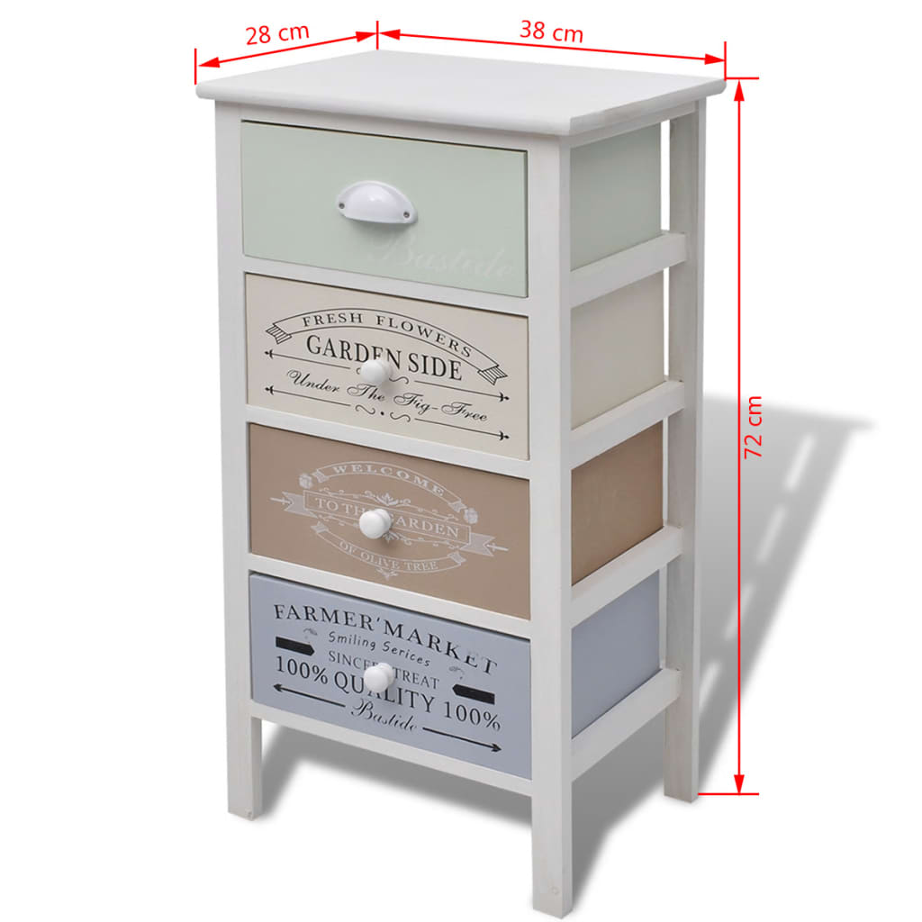 Mobile in Stile Francese con 4 Cassetti in Legno | homemem39
