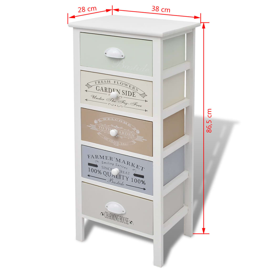 Mobile in Stile Francese con 5 Cassetti in Legno | homemem39