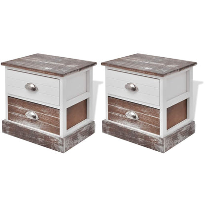 Comodini 2 pz Marrone e Bianco