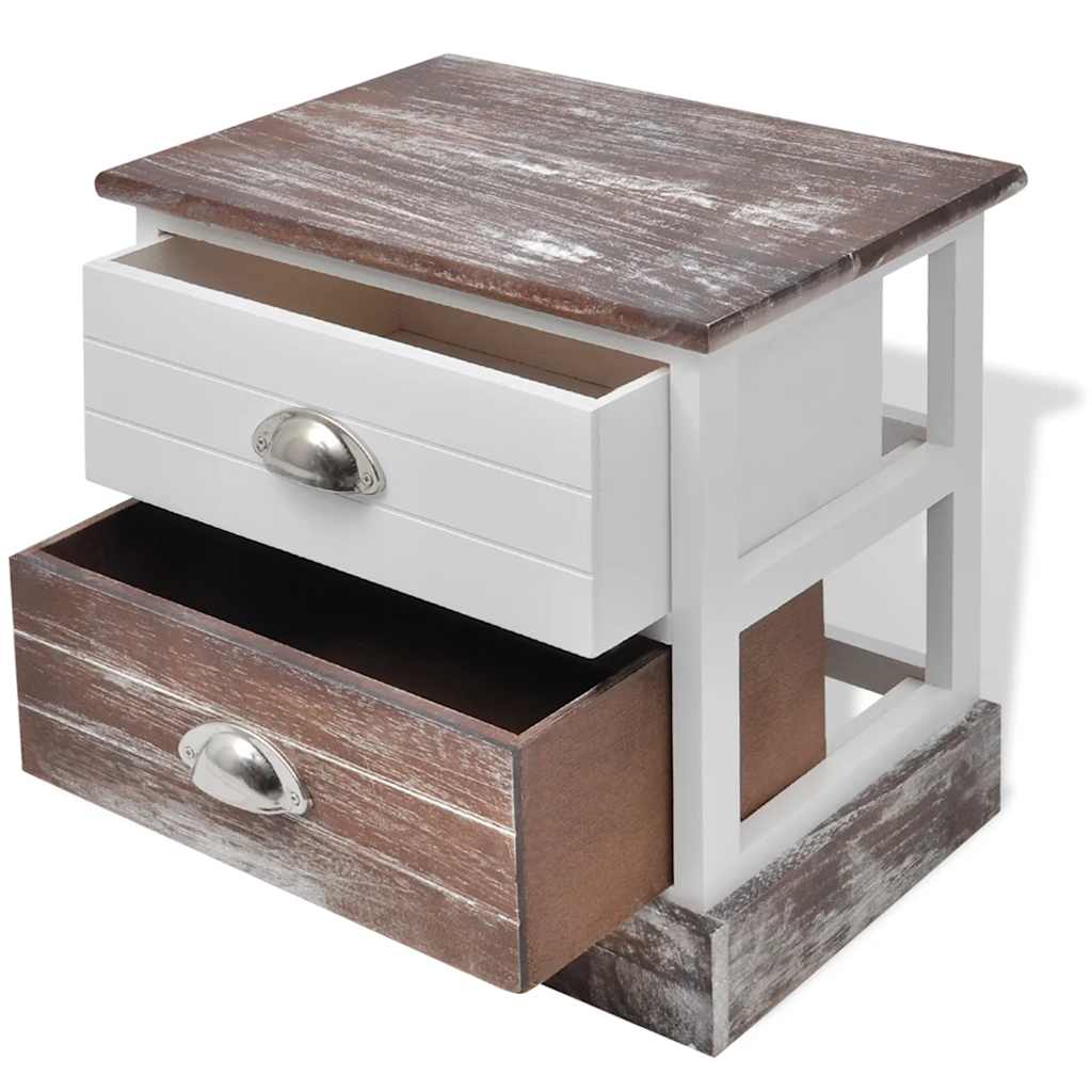 Comodini 2 pz Marrone e Bianco