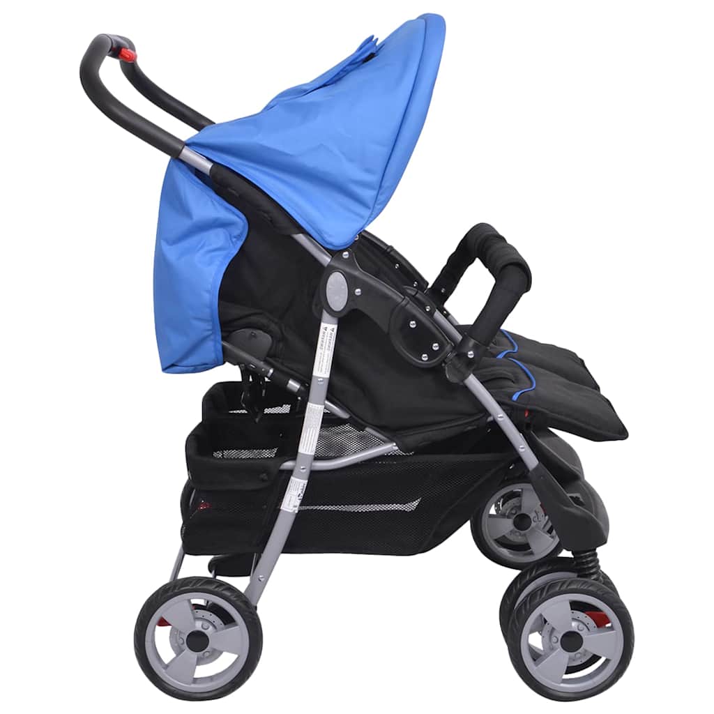 Passeggino Gemellare in Acciaio Blu e Nero - homemem39