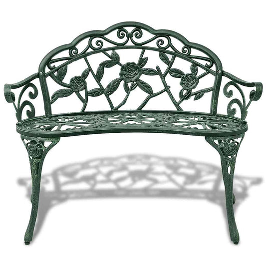 Panchina da Giardino 100 cm in Alluminio Pressofuso Verde | homemem39