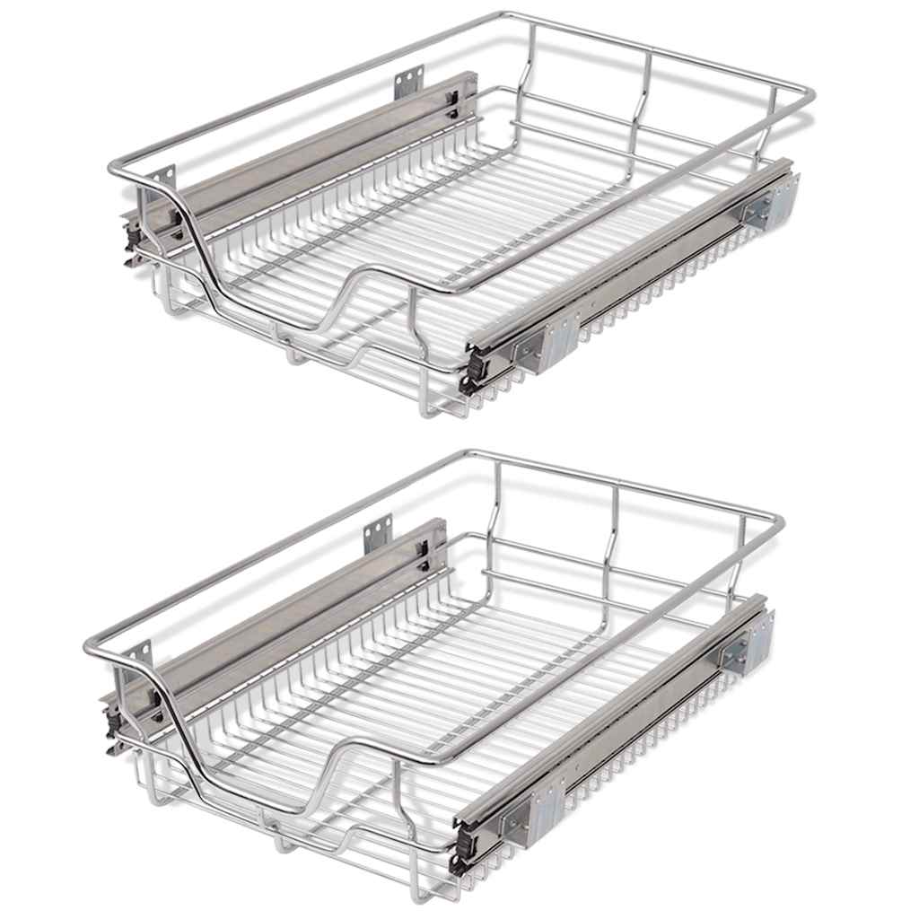 Cestelli a Rete Scorrevoli 2 pz Argento 400 mm - homemem39