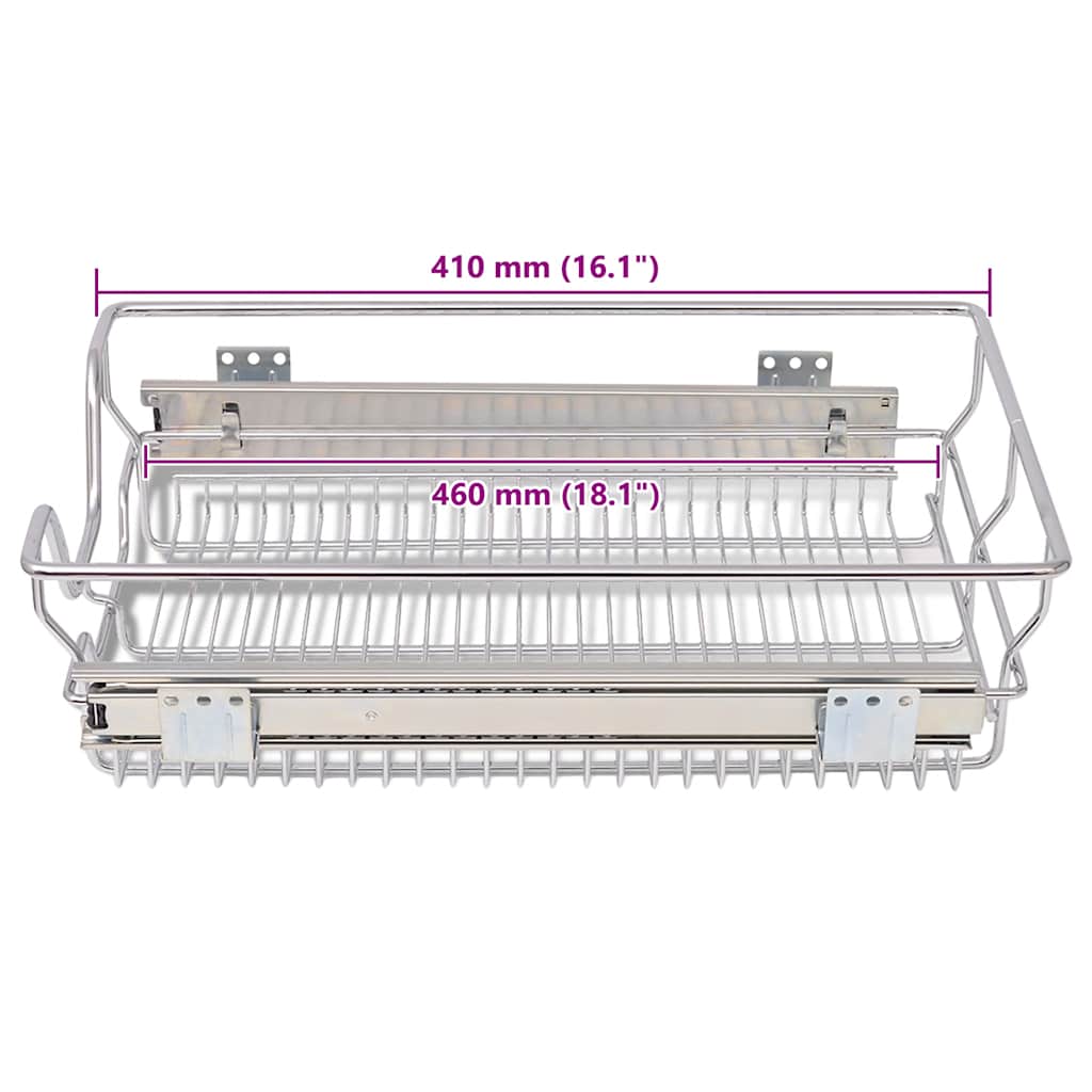 Cestelli a Rete Scorrevoli 2 pz Argento 400 mm | homemem39