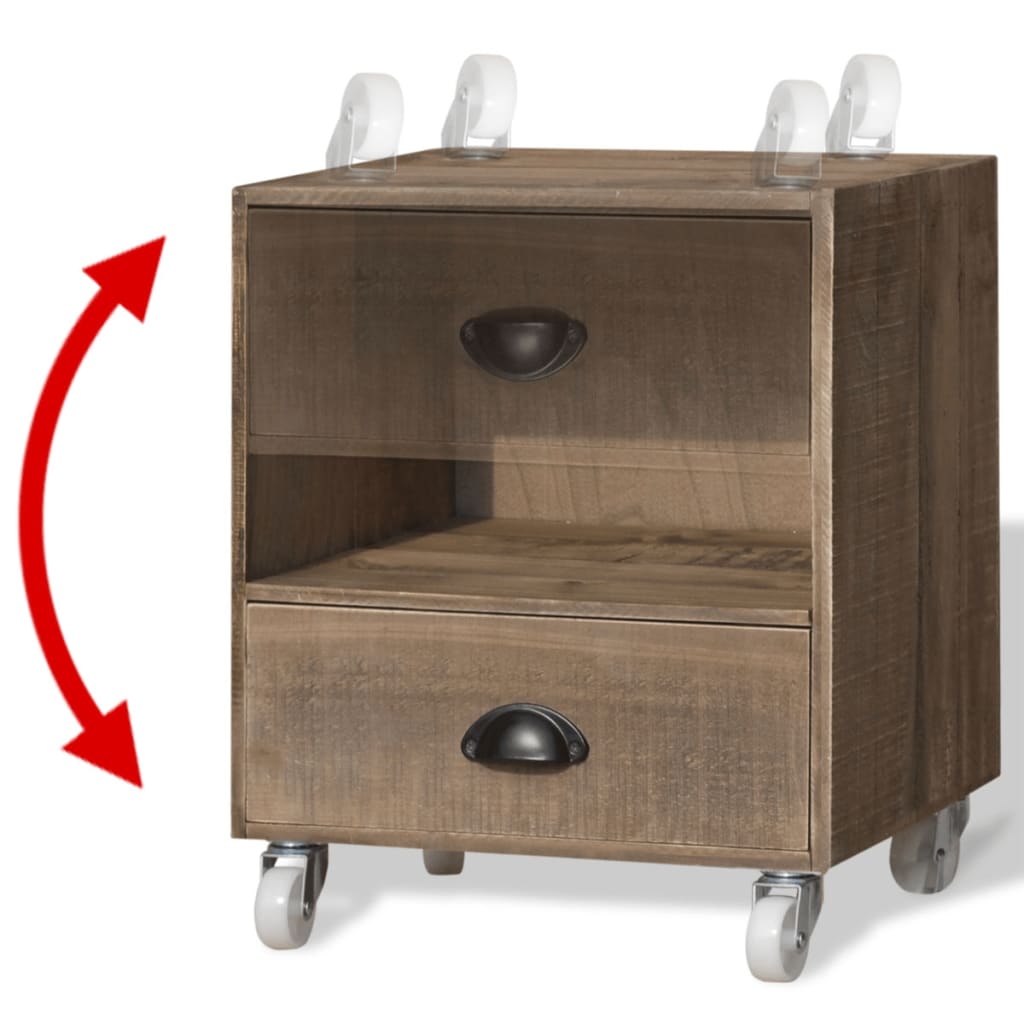 Comodino Marrone in Legno Massello - homemem39