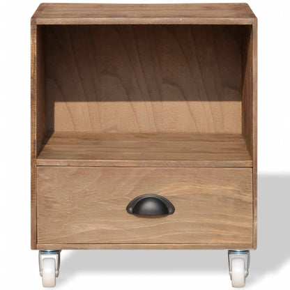 Comodino Marrone in Legno Massello - homemem39