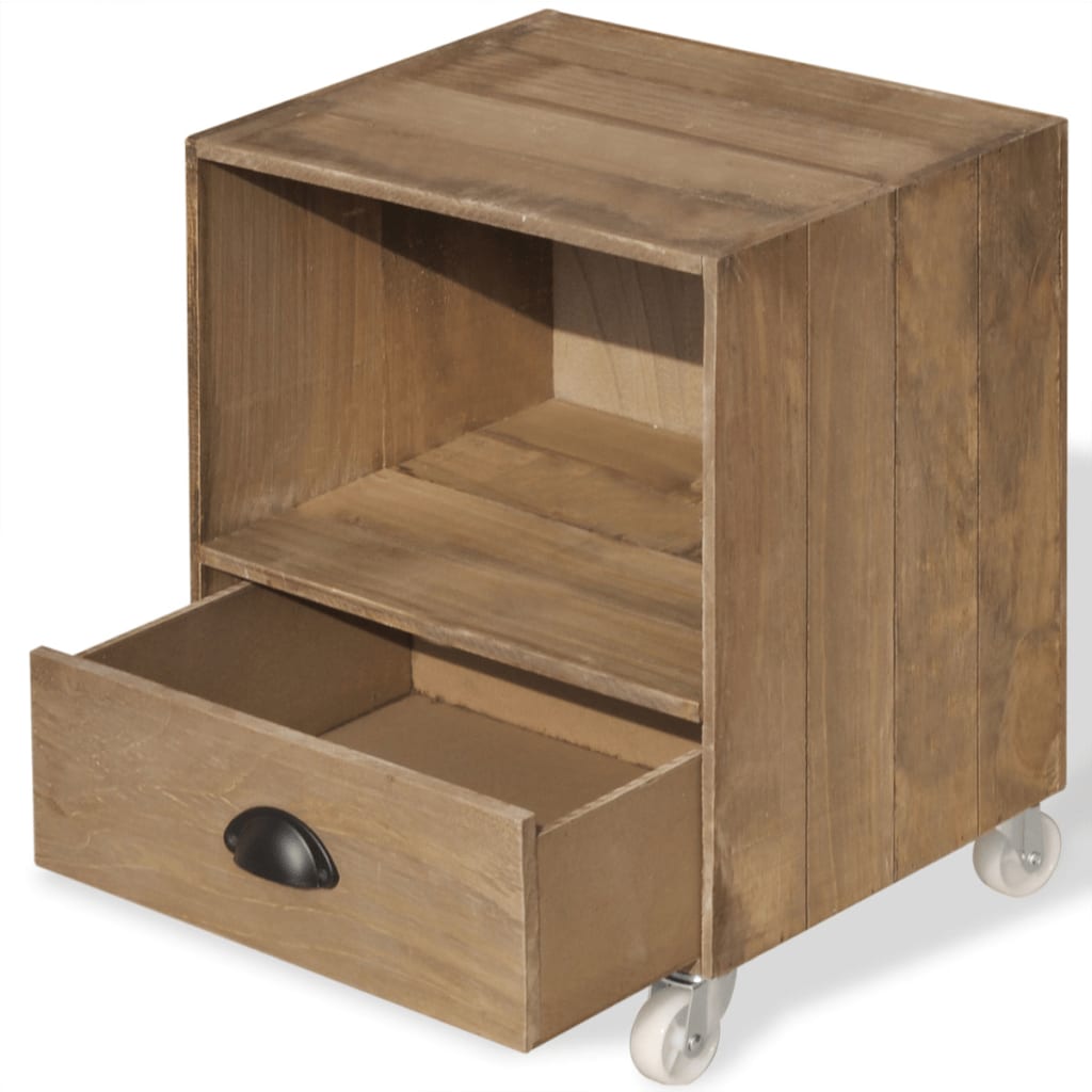 Comodino Marrone in Legno Massello - homemem39