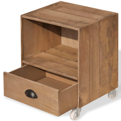 Comodino Marrone in Legno Massello - homemem39