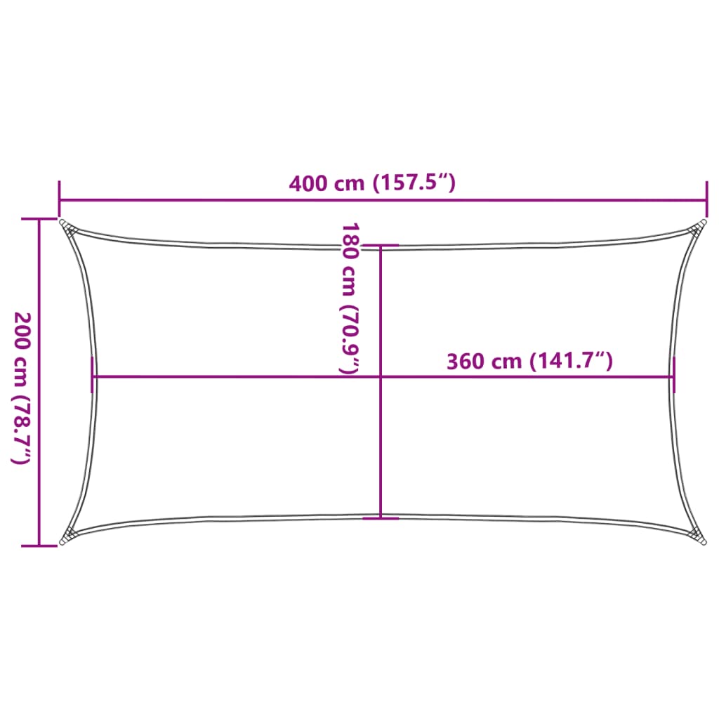 Parasole a vela HDPE Rettangolare 2x4 Crema - homemem39