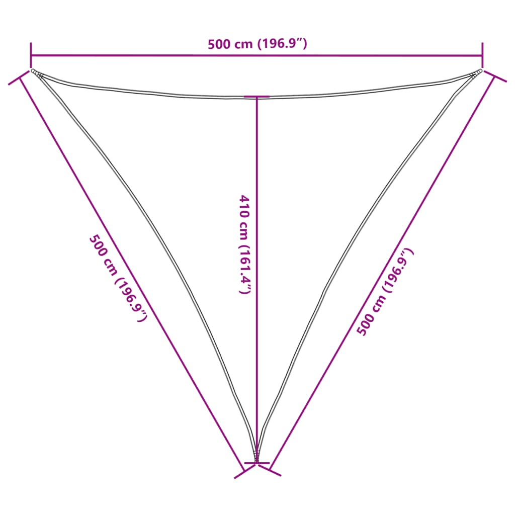 Parasole a Vela Oxford Triangolare 5x5x5 m Beige - homemem39