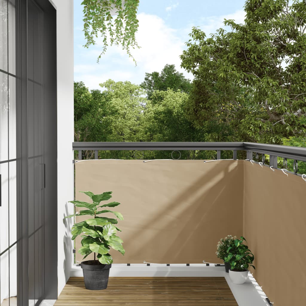 Paravento da Balcone in Tessuto Oxford 90x400 cm Beige | homemem39