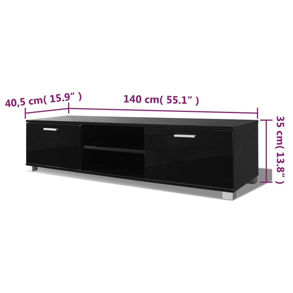 Mobile Porta TV Nero Lucido 140x40,5x35 cm - homemem39