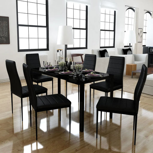 Set Tavolo da Pranzo 7 pz Nero - homemem39