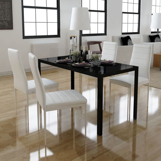Set Tavolo da Pranzo 5 pz Nero e Bianco - homemem39
