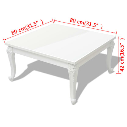 Tavolino da Salotto 80x80x42 cm Lucido Bianco | homemem39