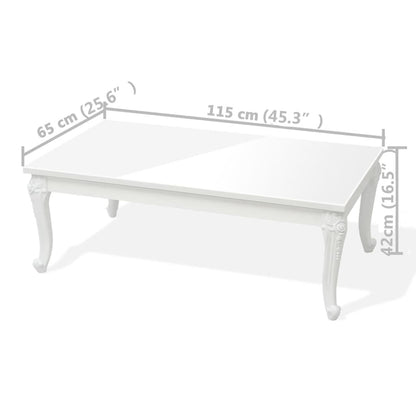 Tavolino da Salotto 115x65x42 cm Bianco Lucido