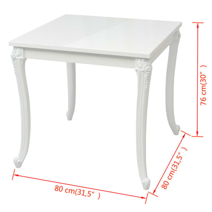 Dining Table 80x80x76 cm Gloss White