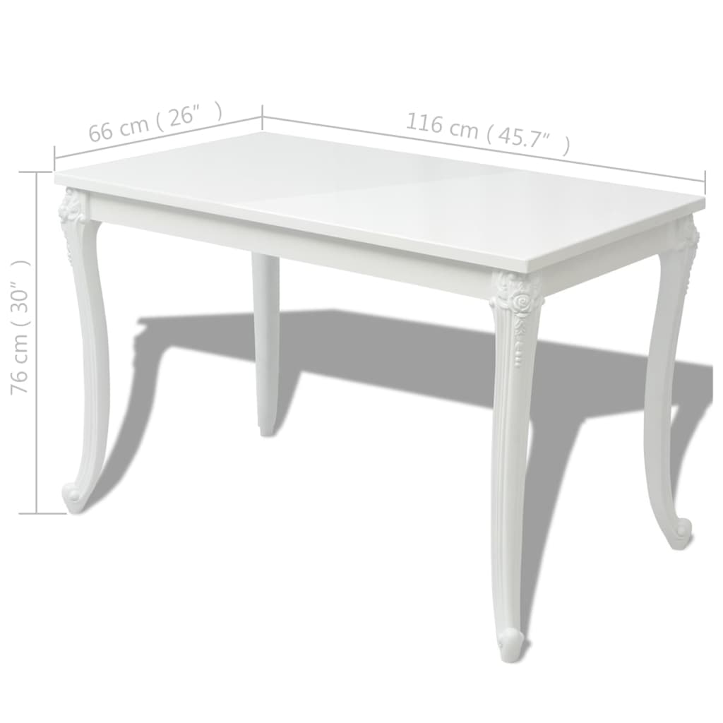 Tavolo da Pranzo 116x66x76 cm Bianco Lucido - homemem39