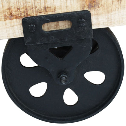 Tavolino da Salotto con Ruote in Legno di Mango Grezzo