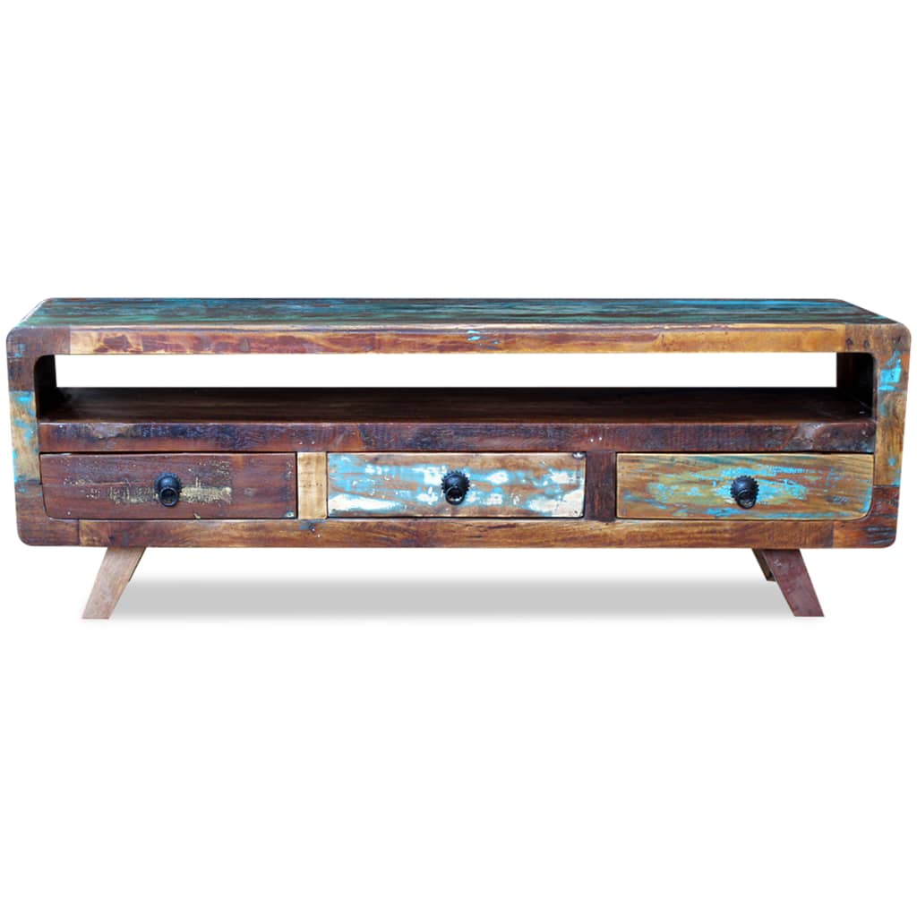 Mobile Porta TV con 3 Cassetti in Legno Massello di Recupero - homemem39