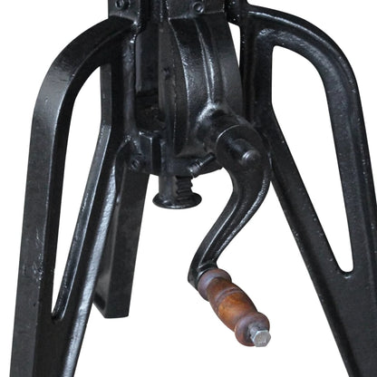 Tavolino in Legno Massello Anticato e Ghisa 60x(42-63) cm