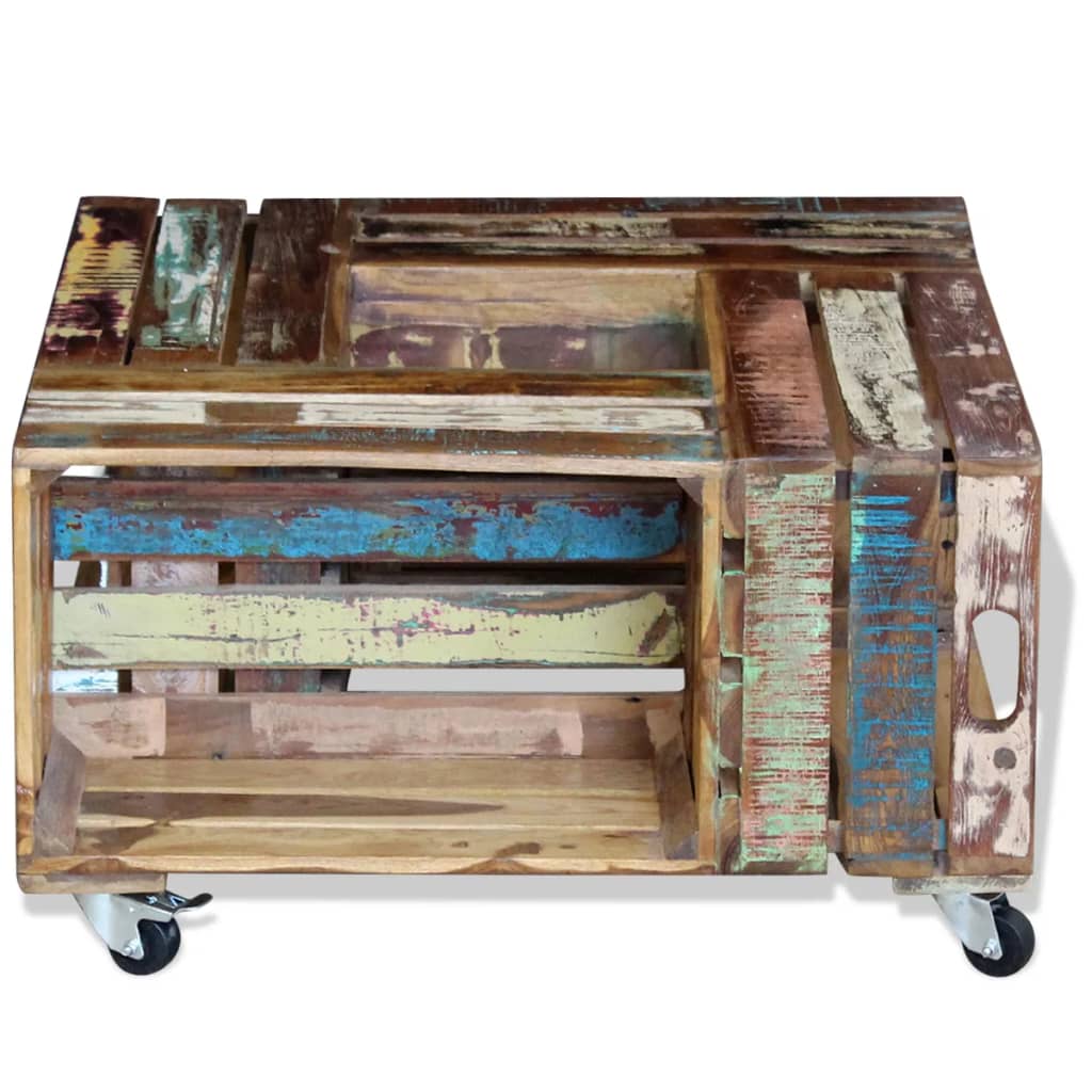 Tavolino da Salotto in Legno Massello Anticato 70x70x35 cm | homemem39