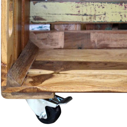 Tavolino da Salotto in Legno Massello Anticato 70x70x35 cm | homemem39