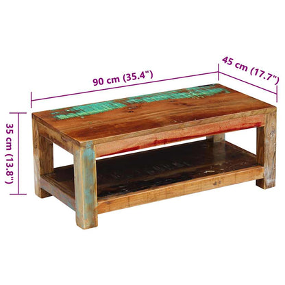Tavolino da Caffè in Legno Massello di Recupero 90x45x35 cm | homemem39