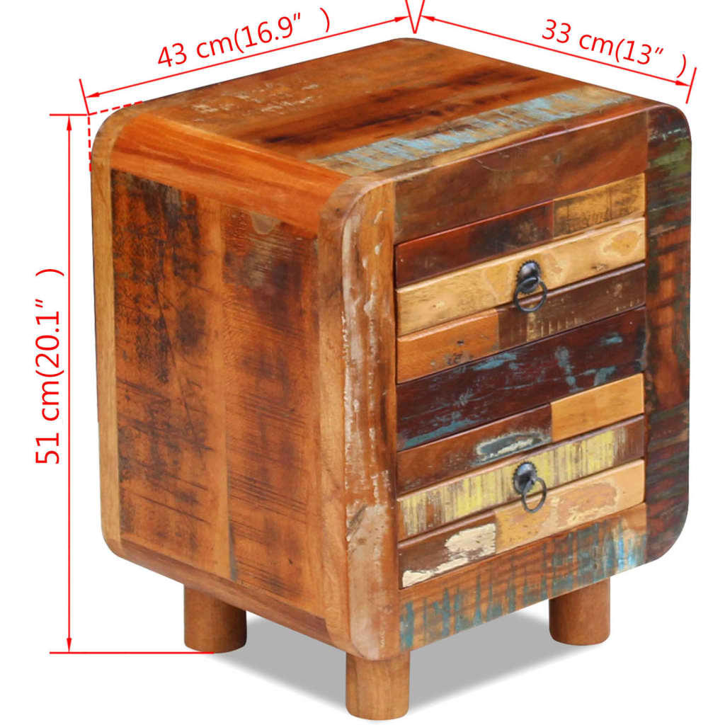 Comodino in Solido Legno di Recupero 43x33x51 cm | homemem39