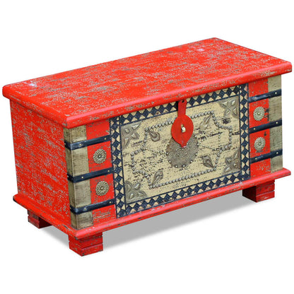 Baule Rosso in Legno di Mango 80x40x45 cm - homemem39